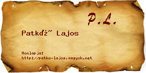 Patkó Lajos névjegykártya